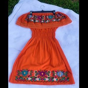 Traditional Mexican off shoulder dress